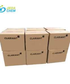 Three 25kg cartons of Ammonium Acryloyldimethyltaurate stacked in warehouse showing batch labeling and moisture-proof packaging