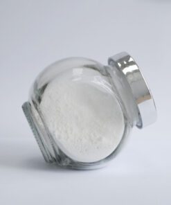 Labeled glass bottle of Acrylates/Beheneth-25 Methacrylate Copolymer white powder