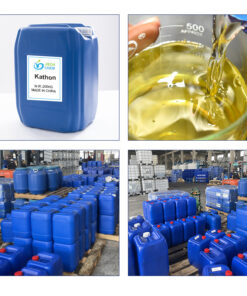 Four-panel display: 1) Single MIT liquid drum 2) Multi-drum storage 3) Pallet loading process 4) Close-up of amber viscous solution